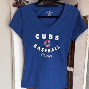 Women's Blue Cubs Baseball V-Neck Tee